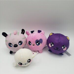 Squeezamals Lot of 4 Micro & Mini Plush Ball Stuffed Animals  Pig Cat Seal
